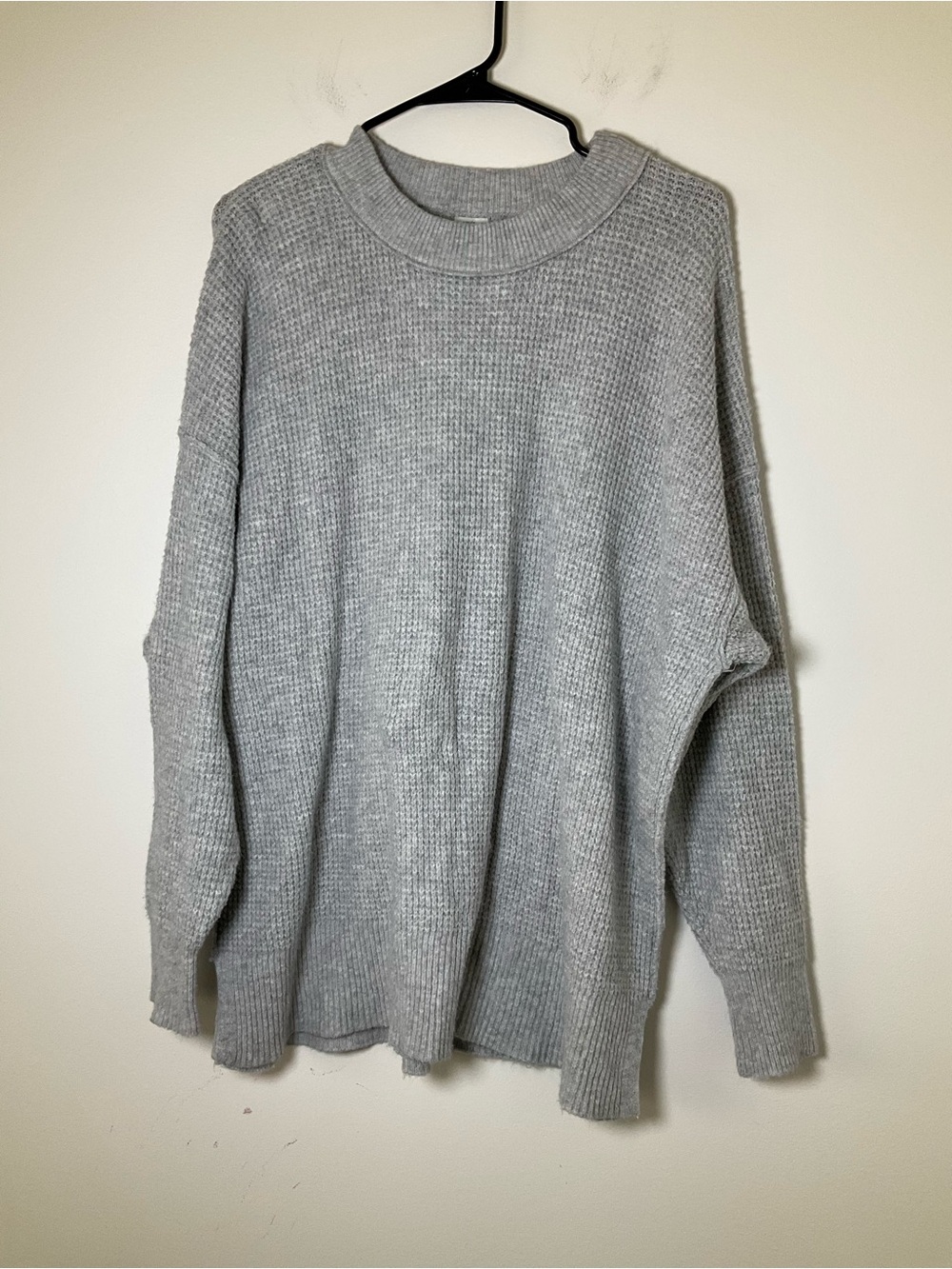 Aerie Gray Waffle Knit Oversized Sweater Size Small